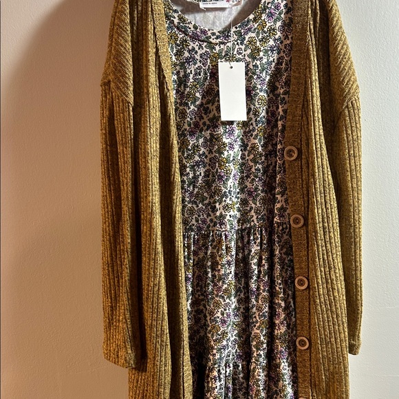 Knitworks Mustard and Floral Dress Set - Picture 4 of 5